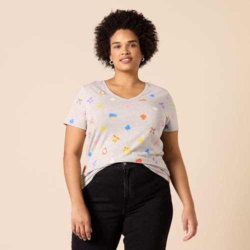 Image of Amazon Essentials Disney | Marvel | Star Wars | Princess Women's Classic-Fit Short-Sleeve V-Neck T-Shirt, Multipacks