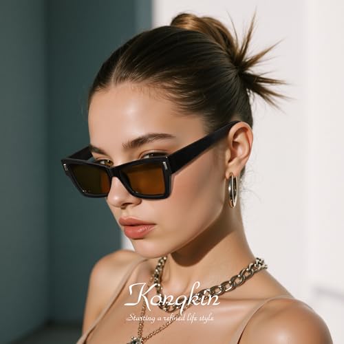 Vintage Trendy Rectangle Sunglasses for Womens Oversized Cute Fashion Shades Mens Sunnies UV Protection4