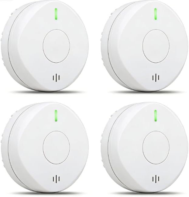 Smoke Detector Carbon Monoxide Detector Combo 10 Year Battery, 2-in-1 Fire & CO Alarm with Dual Sensors, Auto-Activated, Secure Screw-Mount, 4-Pack
