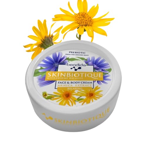 Bendida SKINBIOTIQUE Crema viso e corpo con arnica da 150 ml – Crema idratante con PreBIULIN FOS | cura quotidiana per tutti i tipi di pelle | assorbimento rapido, piacevole sulla pelle | Crema viso