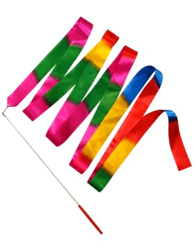 Image of BookMyCostume Gymnastic & Rhythmic Dance Ribbon Wand Collection - 2-Meter Ribbon Sticks - Ideal for School Sports Day & Gymnastic Training - Fancy Dress Costume Accessories for Kids, Teens & Adults