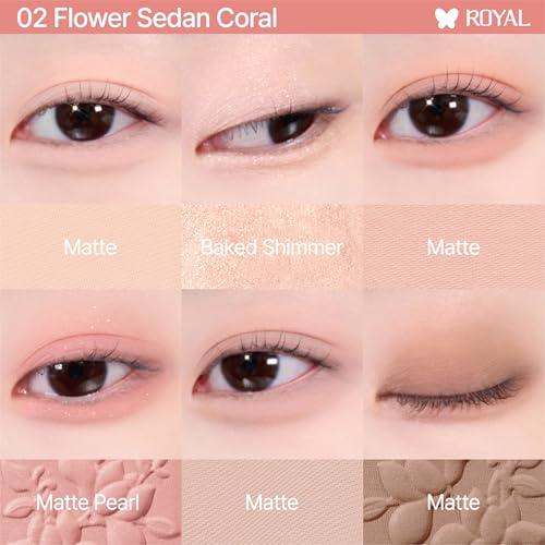 Image of CLIO Muse Master Eyeshadow Palette, Korean Royal Heritage Edition, Baked Cream Powder Formula, Soft Coral 6-Color with Matte & Shimmer for Daily Makeup, Safe for Sensitive Eyes (02 FLOWER SEDAN CORAL)