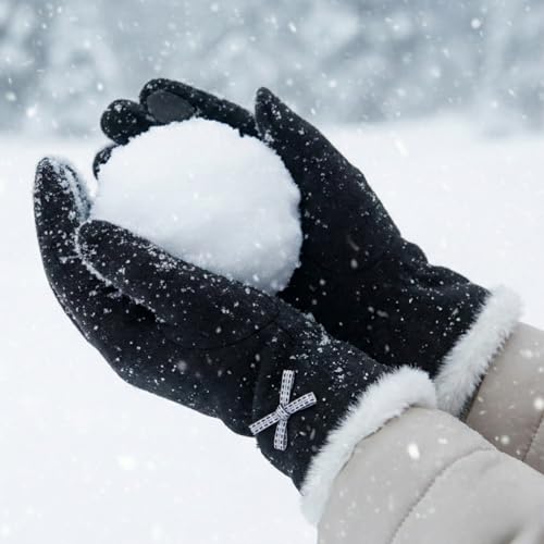 Image of Kraptick Women's Winter Woolen Gloves-Premium Thermal Fleece Lined Touchscreen Hand Warmer Gloves for Cold Weather, Cycling & Driving Soft Fur Cable Knit Elastic Mittens (Free Size, butterfly)(Gray)-8