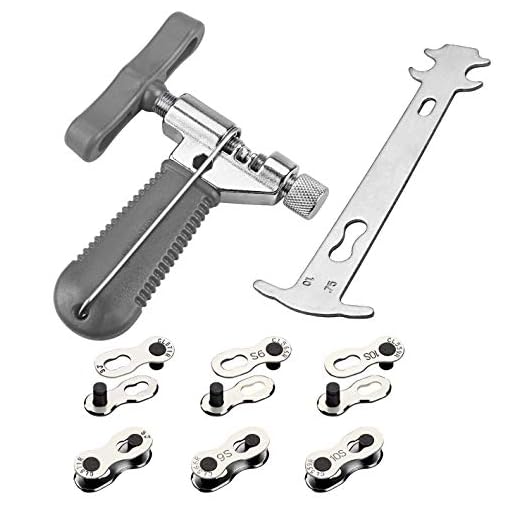Boîte à outils pour chaîne de bicyclette, 6 Paires Chaînon manquant de vélo + Breaker de chaîne de bicyclette+ Jauge d'usure de chaîne|Groupe d 'outils pour la réparation mécanique de la chaîne de