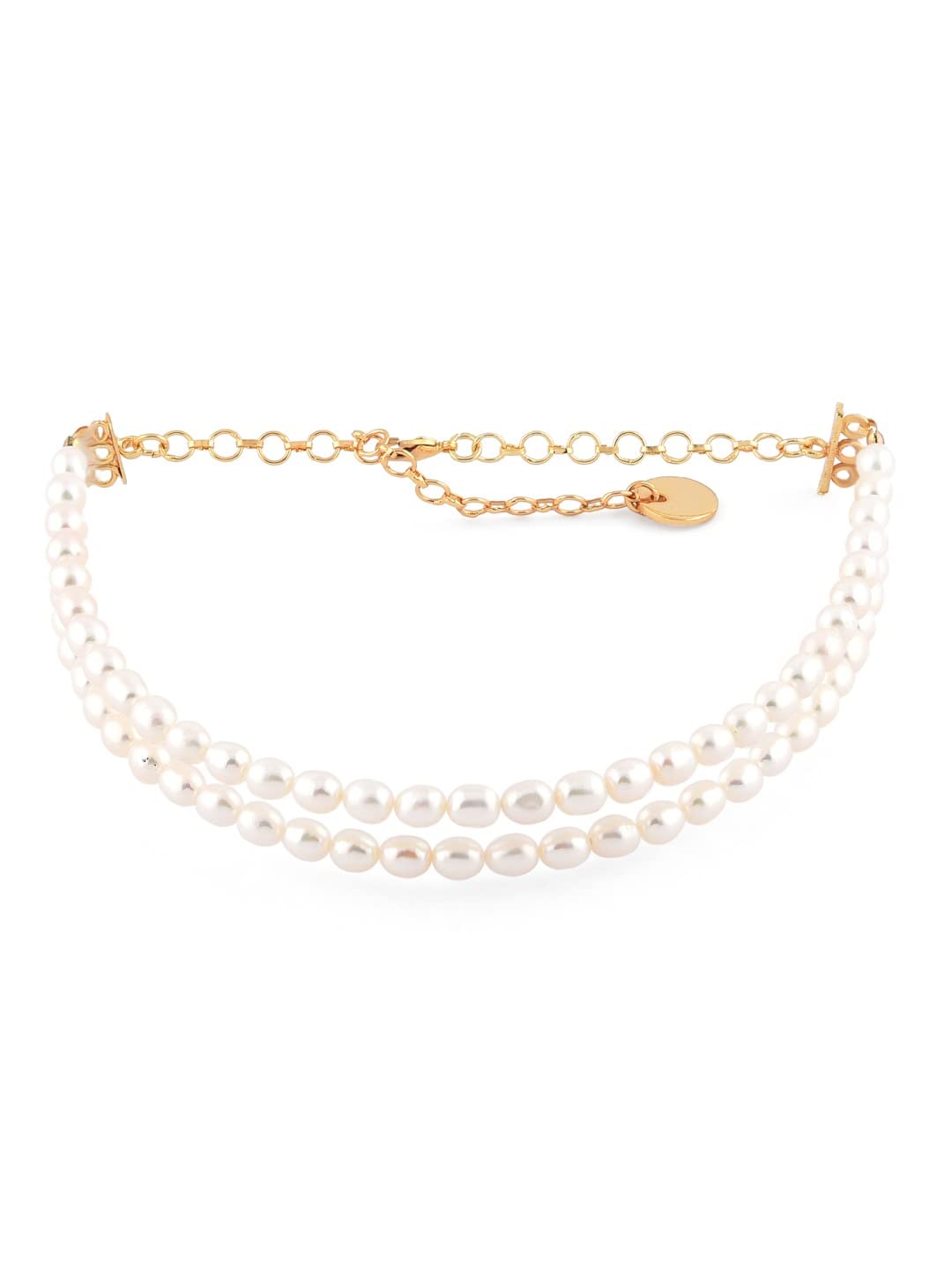ZAVERI PEARLSWhite Freshwater Rice Pearls AAA+ Quality 2 Strand Choker Necklace For Women-ZPFK11505