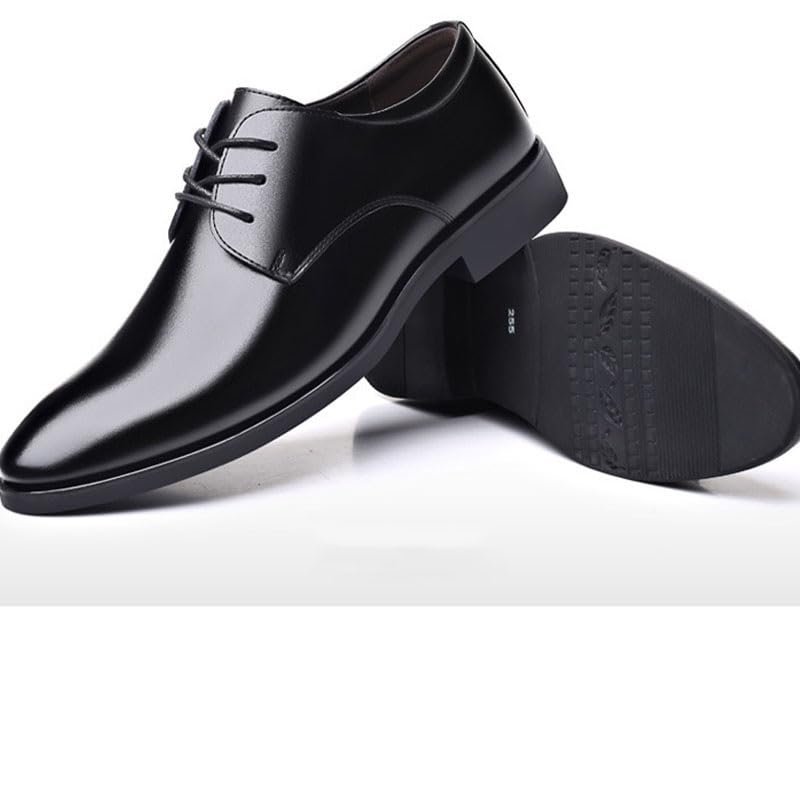 Mens Business Dress Plain Toe Lace-up Shoes Mens Genuine Leather Lace-up Shoes Lace Up Soft Leather Upper Groom3