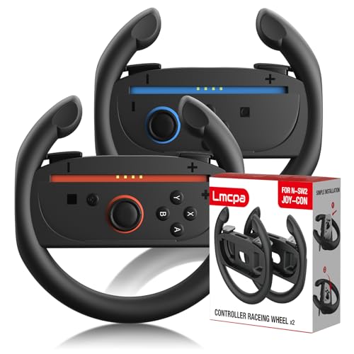 Lmcpa 2 Pack Lenkrad-Paar Kompatibel mit 2025 Nintendo Switch 2 Modell Joy-Cons für Mario Kart World- Switch 2, Schwarz