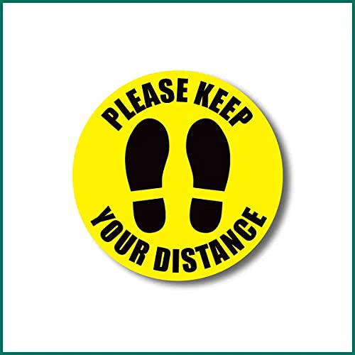 VVWV Please Keep Your Social Distance Sign Sticker Hospital Office Supermarket Shop Restaurant Window Door Signage Sticker L X H 12 X 12 Inch (Multicolored) Pack of 2
