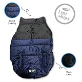 Pet Craft Supply Comfortable, Stylish Puffer Jacket Sweater Clothes Warm Pup Dog Doggie Cat Shirt Winter Puppy Pajamas Jacket for Dogs, Navy, Medium (8983)