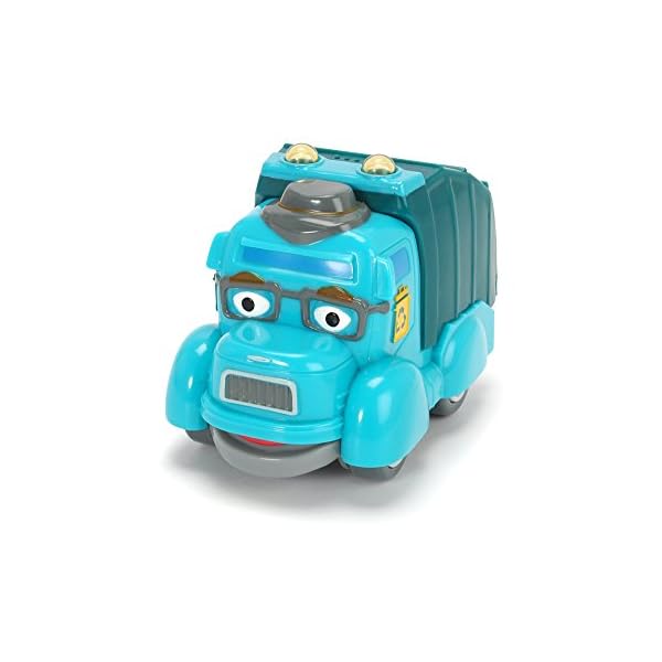 Dickie Toys - Helden der Stadt, Manni Müll, das Müllauto mit Licht, originalen Liedern, Sounds und Freilauffunktion, inkl. Sammelkarte mit Geheimcode