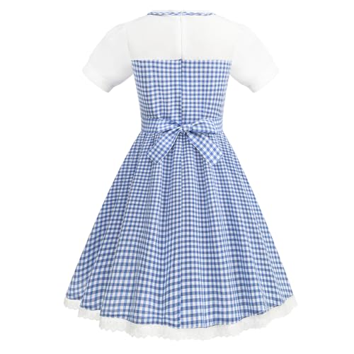 Disfraz azul a cuadros para niñas con accesorios miniatura 6