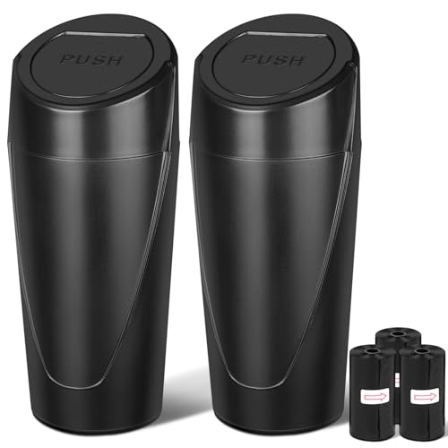 Kincown Car Trash Can, 2 Packs Mini Car Trash Bin with Lid, Leakproof Cup Holder Car Garbage Can...