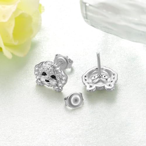 Sterling Silver Dog Stud Earrings - Border Collie, Dachshund, Doberman, Boston Terrier, Dalmatian, Bichon Frise, Beagle, Cavalier King Charles Spaniel Dog Lover Gifts for Women3