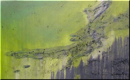 Eloise World Studio Modern Abstract Canvas Wall Art. Limited Edition, Hand Embellished Giclee On Canvas, 48 X 30 X 1.5 Ready To Hang! Lime And Steel #TOP3