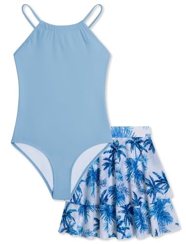 Seanrui Girls Swimsuits Size 10-12 One Piece Teen Bathing Suits 2026 Tankini Swimming Swimwear with Skirt