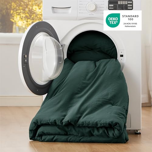 Image of Bedsure Super King Comforter Set, Forest Green Soft Prewashed Bedding for All Seasons, 3 Pieces GentleSoft Bed Set, 1 Lightweight Comforter (120 inchx120 inch) and 2 Pillowcases (20 inchx36 inch)