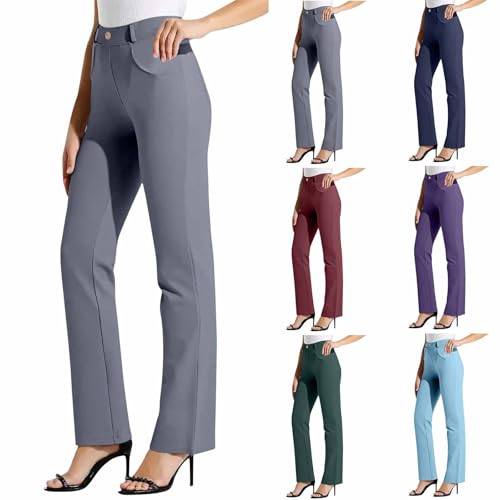 Women Bootcut Dress Pants Stretchy High Waist Work Pant Wide Leg Pull On Office Slacks Business Casual Office Clothes