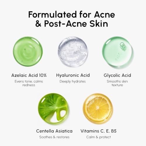 Image of MAREE Azelaic Acid Acne Clearing Pads - Exfoliating Pads with Glycolic & Hyaluronic Acid for Face - 10% Azalecic Acid & Centella Redness Soothing Pad - Zero Pore Facial Toner Pad - Acido Azelaico