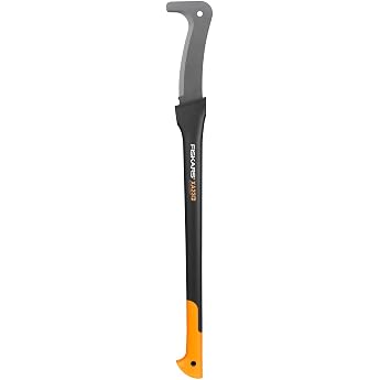 Fiskars Long Machete, Length 94.5 cm, Non-Stick Coating, Hardened Steel Blade/Fibreglass-Reinforced Plastic Handle, Includes 