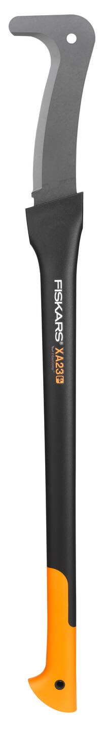 Fiskars lange Machete, Länge: 94,5 cm, Antihaftbeschichtet, Gehärtete Stahlklinge/Glasfaserverstärkter Kunststoffgriff, Inklusive Schutzhülle, Schwarz/Orange, WoodXpert, XA23, 1003621