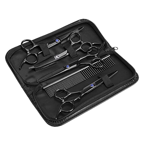 Professional Pet Grooming Scissors Kit with 7Pcs Hairdressing Tools for Dogs and Cats - Stainless Steel Cutting and Thinning Shears - Ergonomic Design for Easy Handling