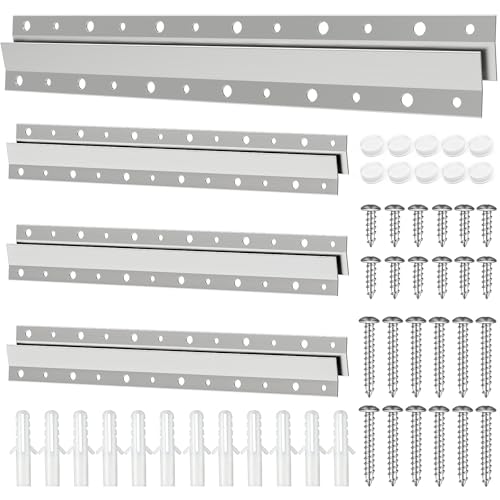 Image of French Cleat Hanger 12 Inch - 4 Pairs, Z Bar Hanger Supports 60 Lbs, Interlocking Wall Mounting Bracket Hardware Kit for Hanging Mirrors, Picture, Shelf, Whiteboard, Art, Frames