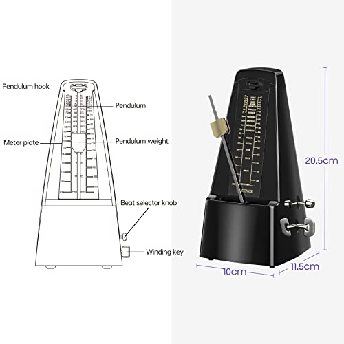 TERENCE Métronome Mécanique avec Minuterie et Tempo Précis Métronome en Métal Pour Guitare Piano Guitare Basse Tambour… - Les Beatles, Paul McCartney, John Lennon, RIngo Starr, George Harrison TERENCE Métronome Mécanique avec Minuterie et Tempo Précis Métronome en Métal Pour Guitare Piano Guitare Basse Tambour… – Image 6