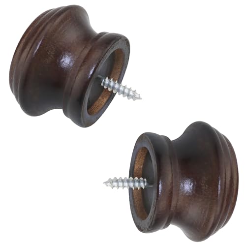 ZZLZX 2 barras de cortina de madera maciza, barra romana de madera maciza, cabeza decorativa, color marrón, diámetro de 28 mm, giro manual, accesorios de barra de cortina superior para oficina, sala