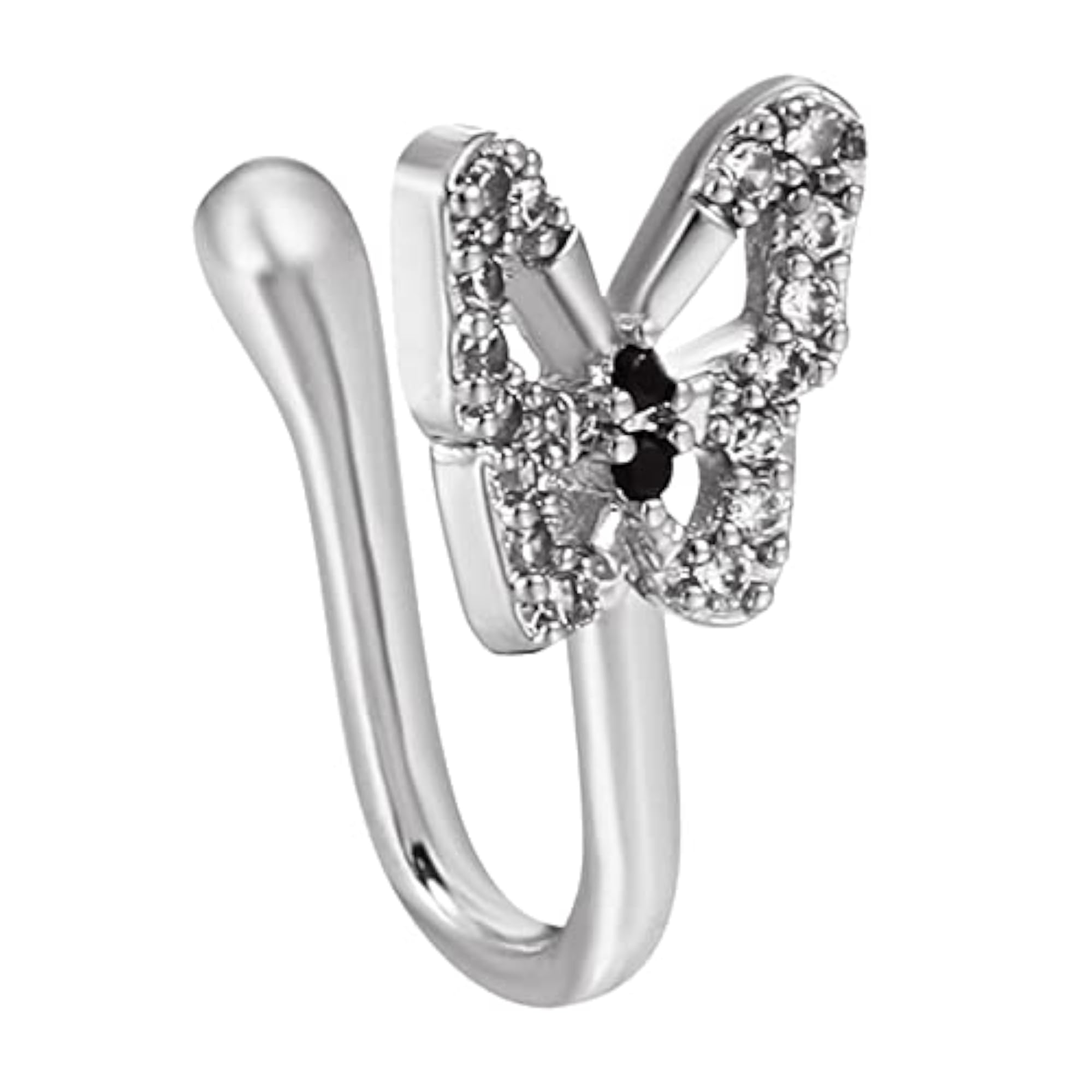 5x Women's Rhinestone Copper Clip-On Nose Rings, No Piercing