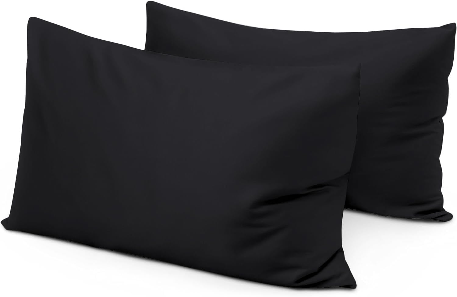 Travel Pillow Case 14x20 Size Set of 2 Envelope Closure Toddler Pillowcase 600 Thread Count 100% Soft Egyptian Cotton Travel Pillow Covers 14 x 20, Black Solid Toddler Travel 14" x 20" - Envelope Black