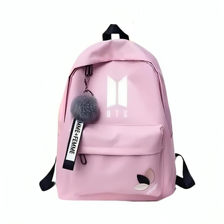 Image of BTS Backpack for Girls | K-Pop School Bag with Trendy Design & Keychain | Waterproof Lightweight Travel & College Women Backpacks for Teens | Shoulder Bags | Gift For Girls