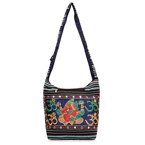 OM Symbol Cotton Canvas Large Messenger Handbag Shoulder Comfortable Bag With Free Zari Pouch-image-35
