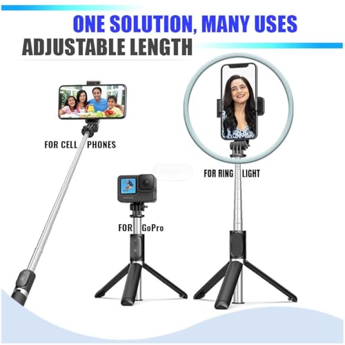Image of NEW 2026 Selfie Stick Tripod 25 inch with Bluetooth Remote & Light (2.5 FT) | 3-in-1 Multifunctional, Foldable Design, Metal Build, Smartphone Compatible, 1 Year Warranty