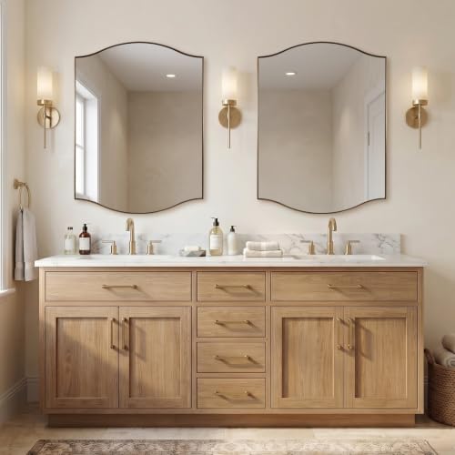 Image of ANDY STAR 30x40 Inch Scalloped Wall Mirror in Champagne Bronze Frame