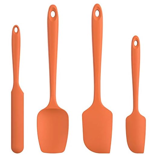 U-Taste Silicone Spatula Set with 600 Degrees Fahrenheit Heat Resistant (Orange)