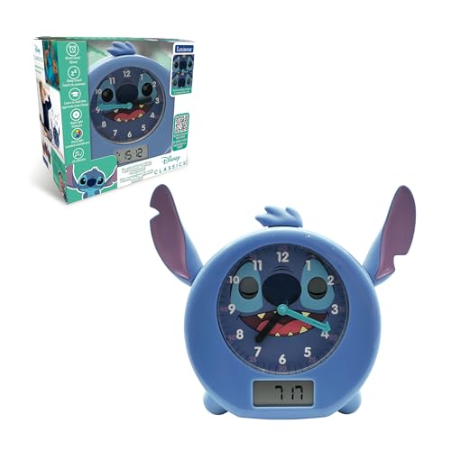 LEXiBOOK, Disney Stitch, My Sleep Companion, Alarm Clock, nightlight, Dawn Simulator and Storyteller, with Power Cord, Blue, RLT100D