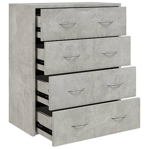 vidaXL Buffet avec 4 Tiroirs Armoire Latérale Meuble de Rangement Organisateur de Maison Salon Salle de Séjour Intérieur 60x30,5x71 cm Gris Béton