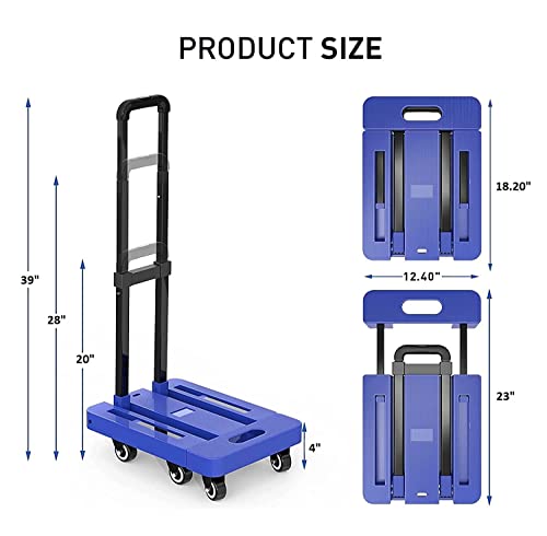 Image of Folding Stair Climbing Shopping Cart Trolley Home 4 Wheels Stair Climber Gift Wheel Roller Foldable Stainless Steel Travel Trolley Handheld Market (Folding Hand Truck (Platform Trolley))