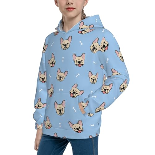 Cute French Bulldog Kid Hoodies Boys Sweatshirts Girls Pullover with Pocket2