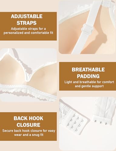 SEAUR Silk Soft Padded Bras for Girls Teens Satin V Neck Support Wireless Seamless Small Breasted Women Everyday Bra4