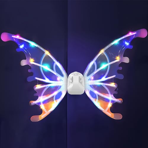 Anxciyr Electric Fairy Wings with LED Lights Light Up Fairy Wings Costume Headwear RGB Colorful 54 x 91 cm for Children Girls Women and Pets