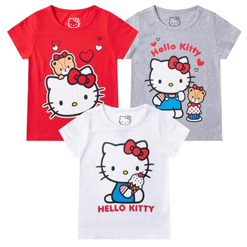 Image of Hello Kitty Sanrio Girls 3 Pack Short Sleeve T-Shirt for Little and Big Kids