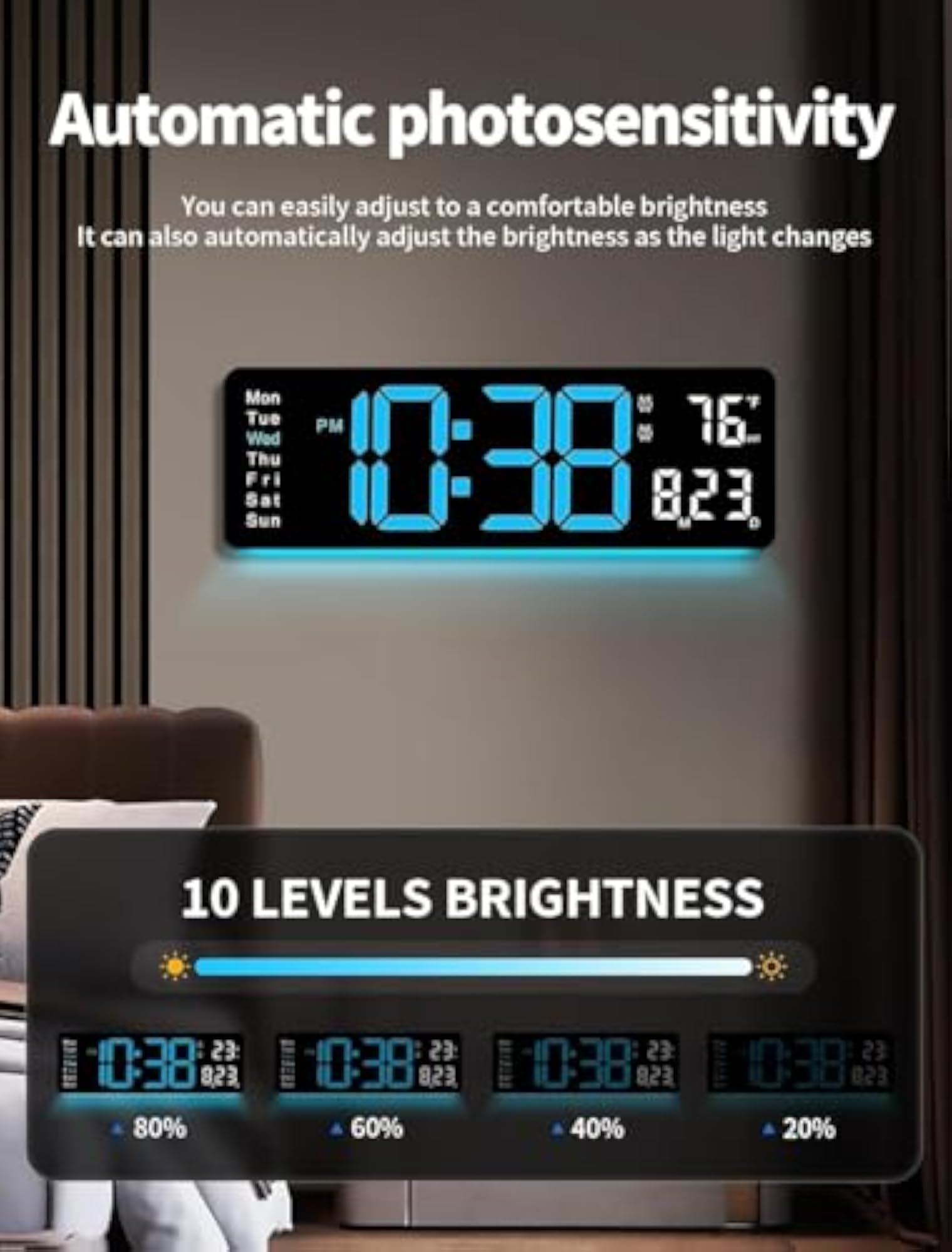 Digital Wall Clock with Large Display