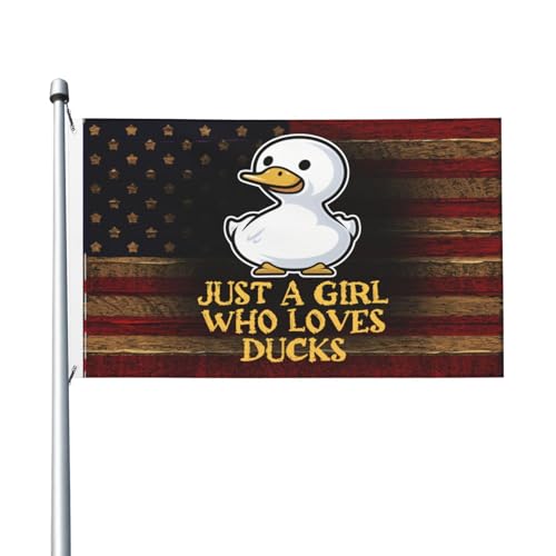 YOMCONECT Just a Girl who Loves Ducks Double-Sided Flags 3x5FT