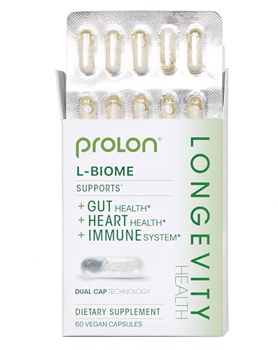 Image of Prolon L-Biome, 100% Vegan Fasting Prebiotics & Probiotics for Women & Men Digestive Health, Microbiome Supplement for Healthy Gut, 60 Capsules
