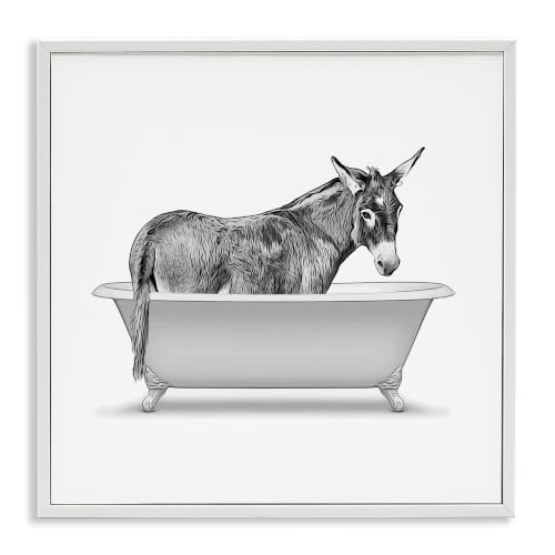 'Monochrome Donkey Antique Tub'| Framed Giclee Art