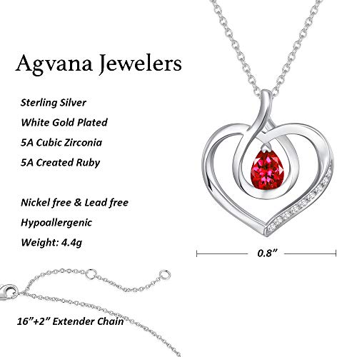 Agvana July Birthstone Jewelry Ruby Necklace For Women Sterling Silver Forever Love Infinity Heart Pendant Necklace Fine Jewelry Anniversary Birthday Gifts For Women Girls Mom Wife Her #TOP4