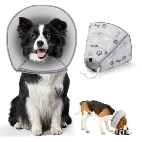 Nobleza - Faltbares Halskrause Hund Katze, Einstellbar Hundekragen, Hunde Halskrause Leckschutz für Hunde, Weich Schutzkragen Hund, Verhinderung von Verletzungen oder Wunden Leckt oder Kratzt, XS