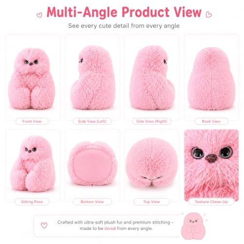 Image of MONEX Garments Cute Fluffy Plush Toy Set for Kids, Soft Kawaii Stuffed Animal Doll for Bedroom Decor & Gift, Purple Pink White Plushies