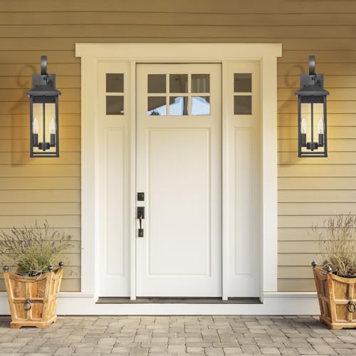 Starcurin Porch Lights Outdoor Wall Light Fixtures Wall Mount, Modern Exterior Lighting Fixtures with Clear Glass Waterproof, 2-Light E12 Sockets Outside Garage Lights for House Patio Porch, 2 Pack by Starcurin - Image 6